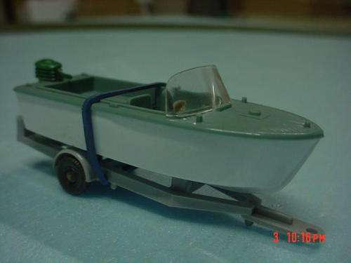 HO Wiking Model of Motor Boat on Trailer