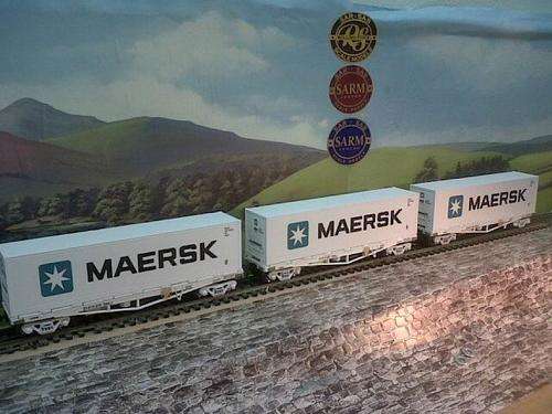 HO Models of SAR SMLJ Type Wagons Set of 3 with Refrigerated "MAERSK" Containers