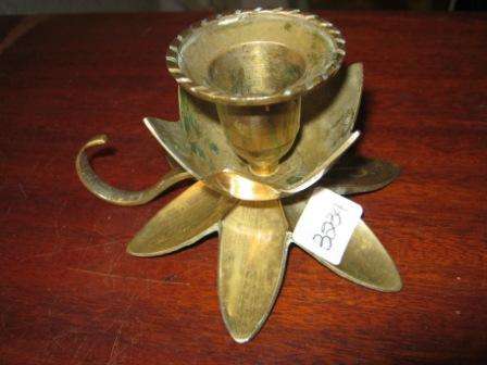 VINTAGE  BRASS  CANDLE HOLDER IN SHAPE OF FLOWER~HAVE A LOOK!!!