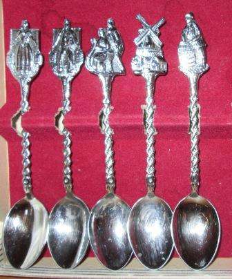 METAL SPOONS WITH DUTCH DESIGNS X 5MARKED  MADE IN HOLLAND ~ GOOD CONDITION ~  HAVE A LOOK!!