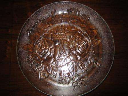 FANTASTIC CUT GLASS PLATTER WITH ROSE PATTERN ~ NO CHIPS OR CRACKS~HAVE A LOOK!!!!!!!!