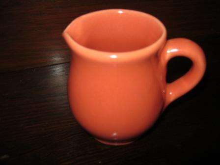 VINTAGE ORANGE CERAMIC MILK JUG ~ NO CHIPS OR CRACKS ~ HAVE A LOOK!!
