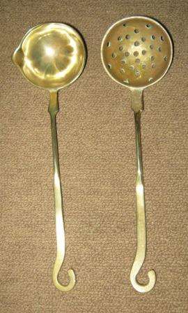 PAIR OF HEAVY  ?COPPER ITEMS LADLE AND STRAINER ~  HAVE A LOOK!!!