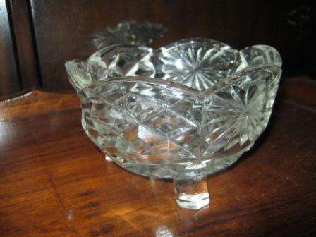 THICK AN HEAVY CUT GLASS SWEET DISH ~NO CHIPS OR CRACKS ~ HAVE A LOOK!!!