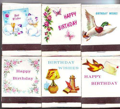 Booklite Match Co. Selection of 6 Match books - Birthday Wishes Theme