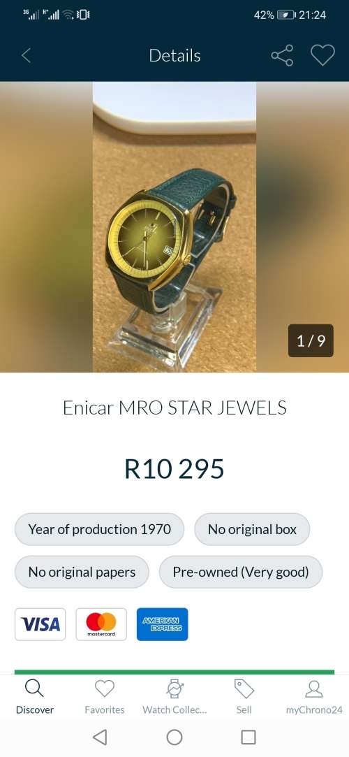 Crazy R1 start Vintage Enicar Mro star jews mens watch wind up RARE