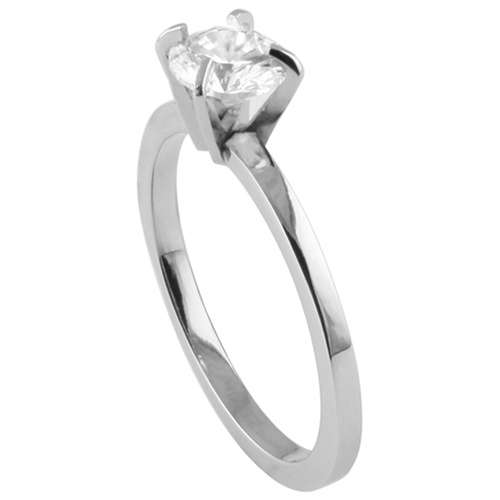 NEW YEAR SPECIAL - 316L Stainless Steel Diamond ZrO2 Solitaire Ring / Size 7