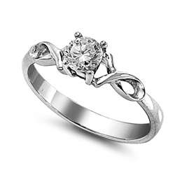 Stainless Steel Diamond ZrO2 Engagement / Promise Ring