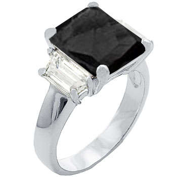 ** Read B4 Bidding **  14.00ctw Black Diamond & Diamond ZrO2 Ring