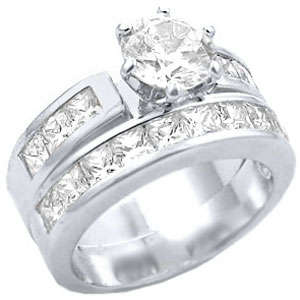** VALENTINE'S DAY ** 9.00ctw Diamond & Diamond ZrO2 Ring Set / Size 4