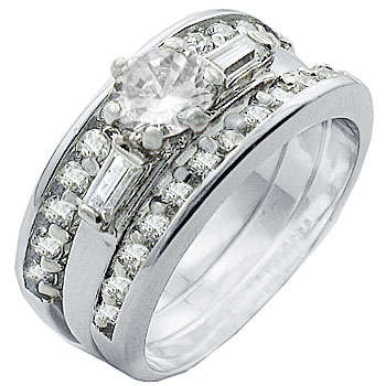 ** VALENTINE'S DAY ** 2.50ctw Diamond & Diamond ZrO2 Ring Set / Size 7