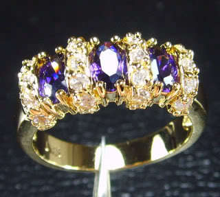 ** Read B4 Bidding ** Amethyst & Diamond ZrO2 Ring / Size 8