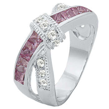 ** Read B4 Bidding  ** 5.00ctw Pink Diamond & Diamond ZrO2 Ring / Size 6
