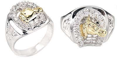 ** Read B4 Bidding ** His 1.00ctw Diamond & Diamond ZrO2 Horse Ring