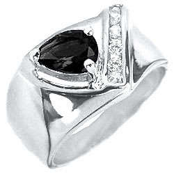 ** Read B4 Bidding ** 3.00ctw Black Diamond & Diamond ZrO2 Ring / Size 7