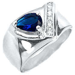 ** Read B4 Bidding ** 3.00ctw Sapphire & Diamond ZrO2 Ring / Size 7