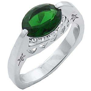 ** Read B4 Bidding ** 3.50ctw Emerald & Diamond ZrO2 Ring / Size 7