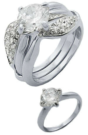 ** Read B4 Bidding ** Designer 5.00ctw Diamond & Diamond ZrO2 Ring Set / Size 8