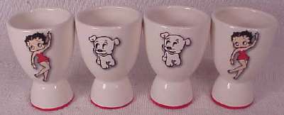 ** Read B4 Bidding ** BETTY BOOP Porcelain Shot Glasses / Egg Cups Set of 4