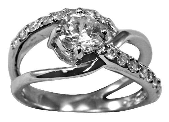 ** Read B4 Bidding ** Sterling Silver DESIGNER Diamond & Diamond ZrO2 Ring / Size 6