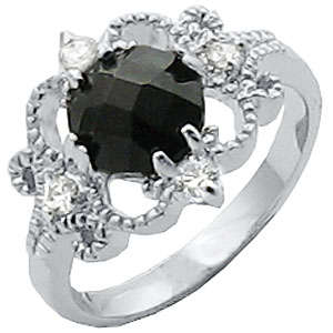 ** Read B4 Bidding ** YOUR CHOICE Black Diamond, Amethyst or Diamond ZrO2 Ring / Size 6, 7, 8