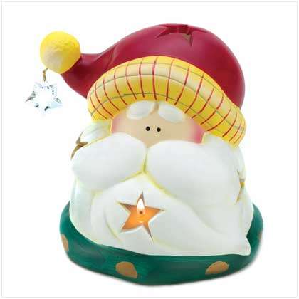 ** Read B4 Bidding ** THINK CHRISTMAS!  Folk-Art Santa Tealight Holder