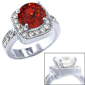 THINK CHRISTMAS!  6.00ctw Garnet & Diamond ZrO2 Ring / Size 8