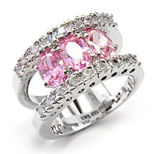 THINK CHRISTMAS!  5.00ctw Pink Diamond & Diamond ZrO2 Ring / Size 7