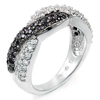 ** Read B4 Bidding ** Sterling Silver 2.50ctw Diamond & Black Diamond ZrO2 Ring / Size 7