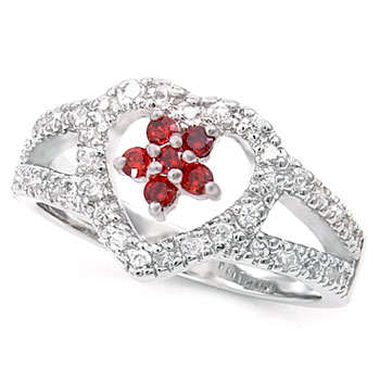 ** Read B4 Bidding ** Sterling Silver Diamond & Ruby ZrO2 Ring / Size 8