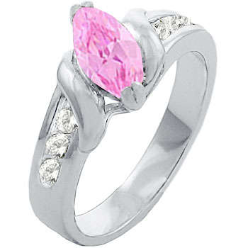 ** Read B4 Bidding ** 2.00ctw Pink Diamond & Diamond ZrO2 Ring / Size 5