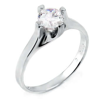 ** Read B4 Bidding ** Sterling Silver Diamond ZrO2 Engagement Ring / Size 6