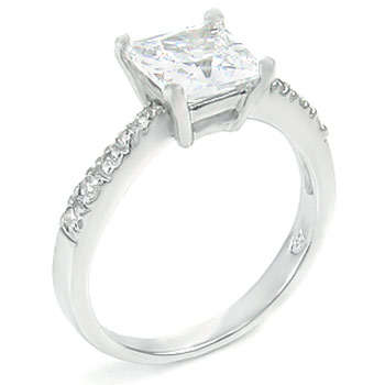 ** Read B4 Bidding ** Sterling Silver Diamond & Diamond ZrO2 Ring / Size 7