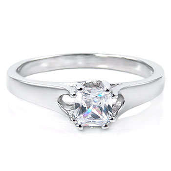 ** Read B4 Bidding ** Sterling Silver Diamond ZrO2 Engagement Ring / Size 9