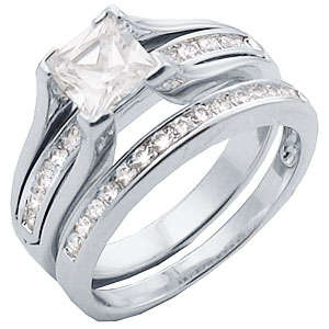 ** Read B4 Bidding ** 2.50ctw Diamond & Diamond ZrO2 Ring Set / Size 7