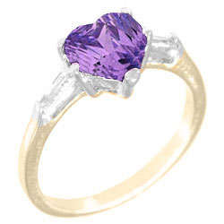 2.75ctw Amethyst & Diamond ZrO2 Ring / Size 7.25