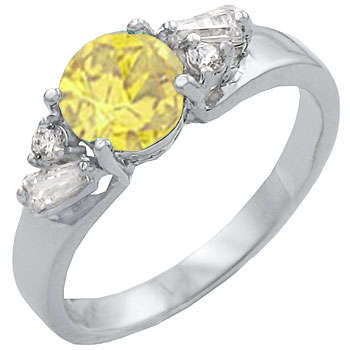 3.15ctw Golden Topaz & Diamond ZrO2 Ring / Size 7.25