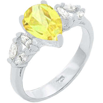 Sterling Silver 4.65ctw Golden Topaz & Diamond ZrO2 Ring / Size 11