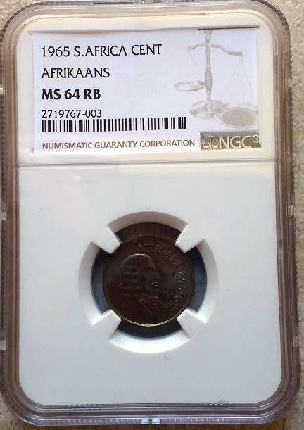1965 Afrikaans 1 Cent NGC Graded MS64