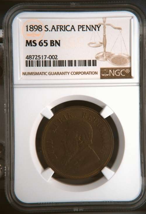 1898 ZAR Kruger Penny NGC Graded MS65