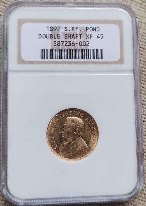*1892 ZAR Kruger Pond Double Shaft NGC graded XF*