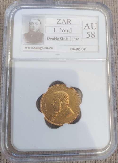 1892 ZAR Kruger Pond graded AU58