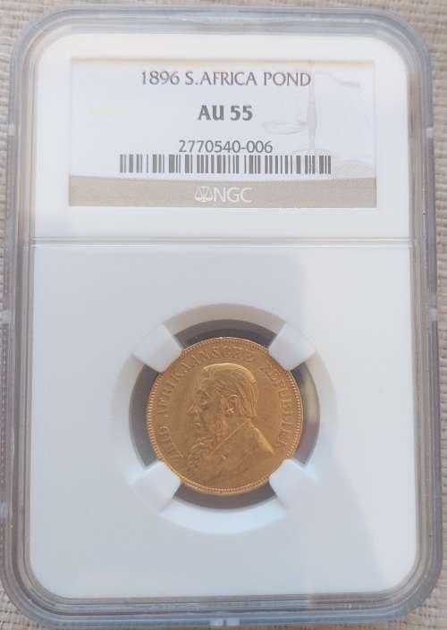*1896 ZAR Kruger Pond NGC Graded AU*