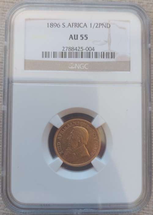 *1896 ZAR Kruger Halfpond graded AU55*