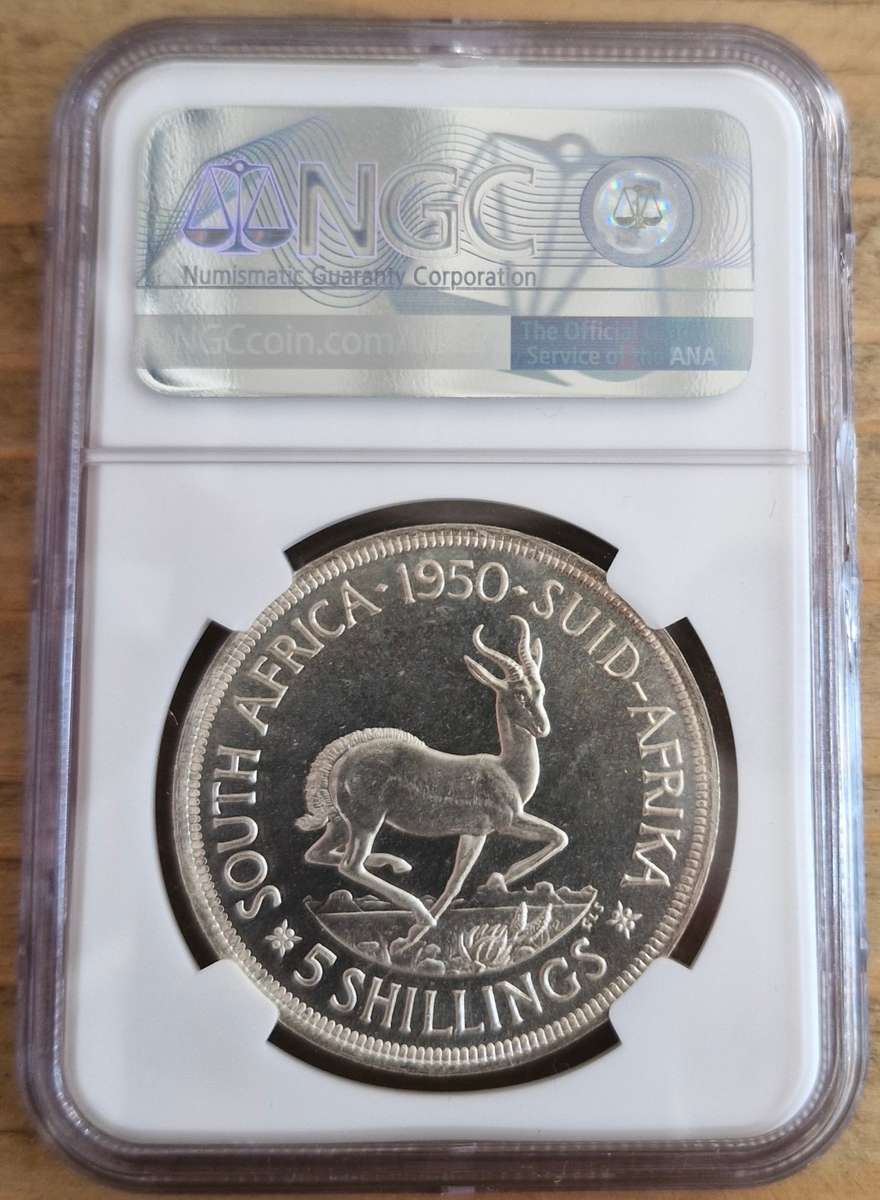 1950 Union of South Africa Prooflike Crown/5 Shilling Graded PL65