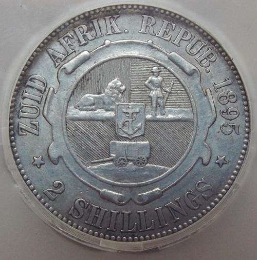 1895 ZAR Kruger 2 Shillings Graded AU58!!!!