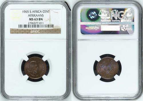 1965 1c Afrikaans Brilliant Unc NGC Graded MS63