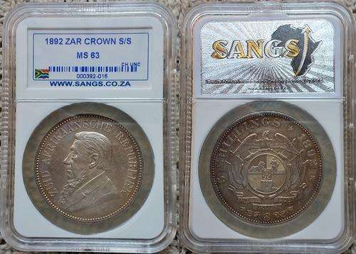 1892 ZAR Kruger 5 Shillings Single Shaft Graded MS63