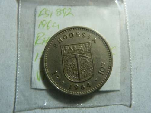 1964 Rhodesia 1 shilling / 10 cents