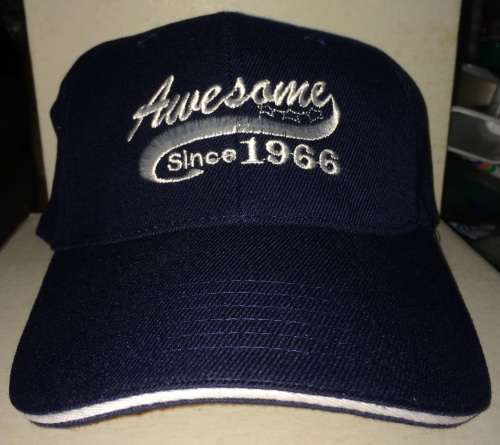 6 Panel Blue Cotton Cap with "Awesome Since 1966" Embroidered...